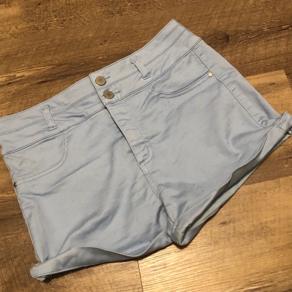 Baby blue high-waisted shorts